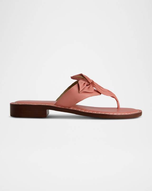 Taormina Leather Flower Thong Sandals